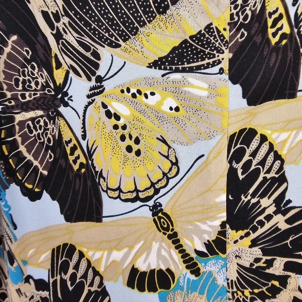 Tory‎ Burch 100% Silk Butterfly Print Sleeveless Midi Dress xSmall Preowned